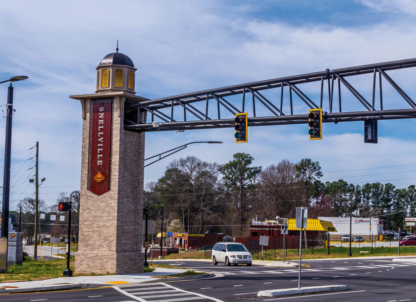 Main street in downtown of Snellville Georgia