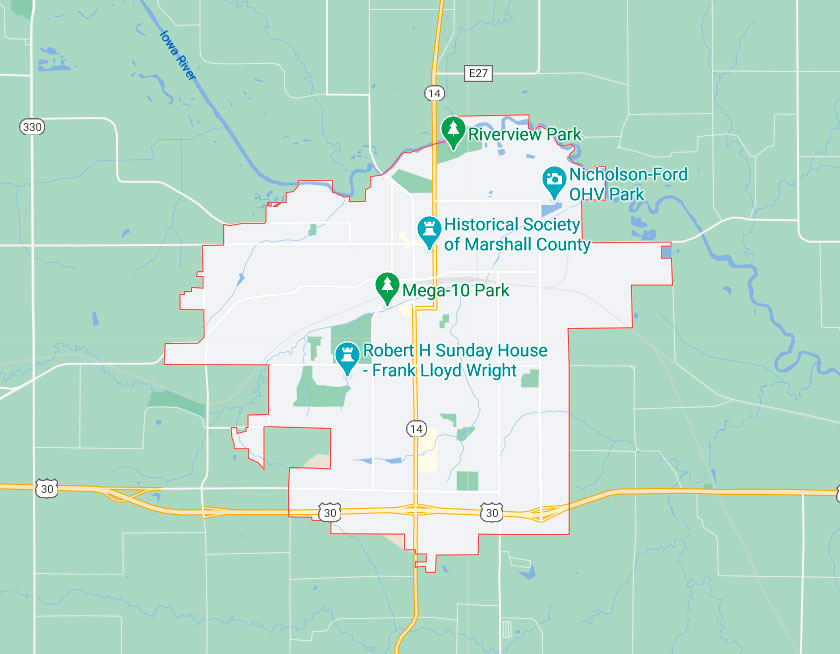 Map of Marshalltown Iowa