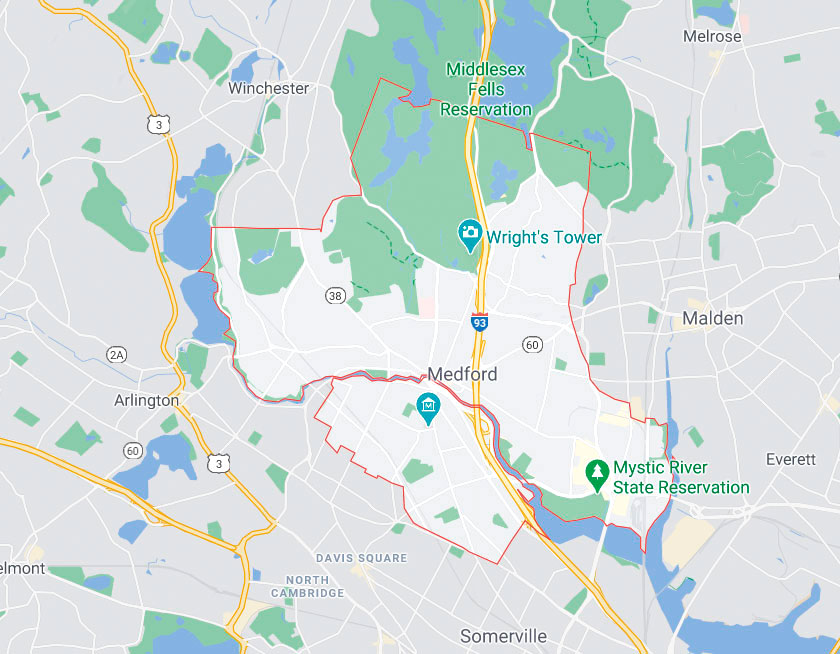 Map of Medford Massachusetts