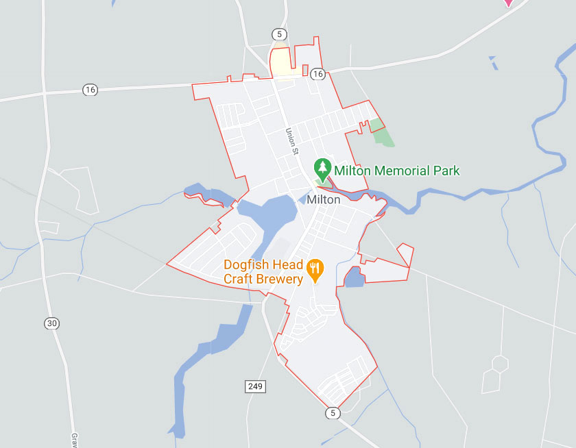 Map of Milton Delaware