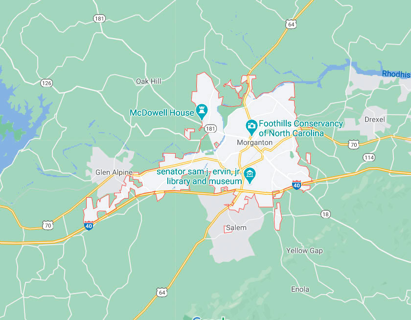 Map of Morganton North Carolina