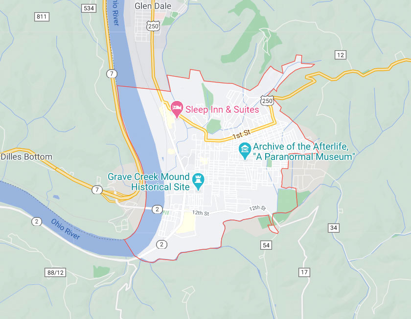 Map of Moundsville West Virginia