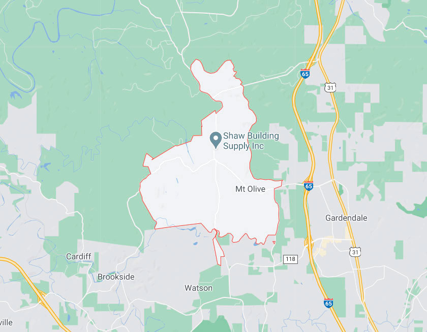 Map of Mount Olive Alabama