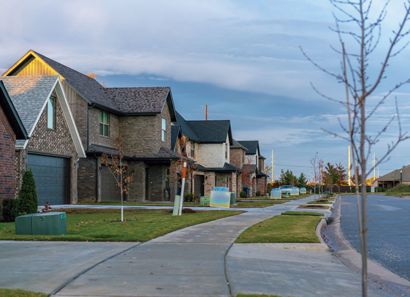 Neighborhood Street at Sunset in Evansville Arkansas