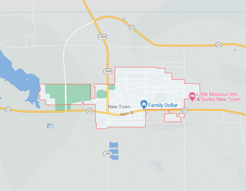 Map of New Town North Dakota