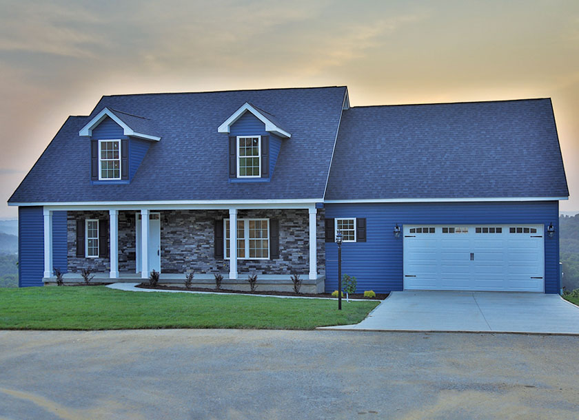 Newly constructed blue house in Saint Albans West Virginia