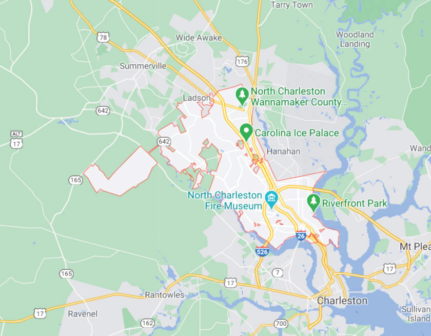 Map of North Charleston South Carolina