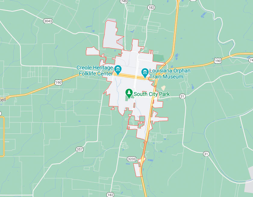 Map of Opelousas Louisiana