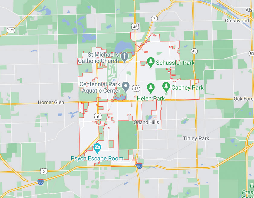 Map of Orland Park Illinois