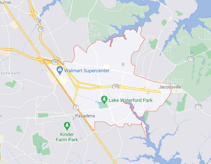 Map of Pasadena Maryland