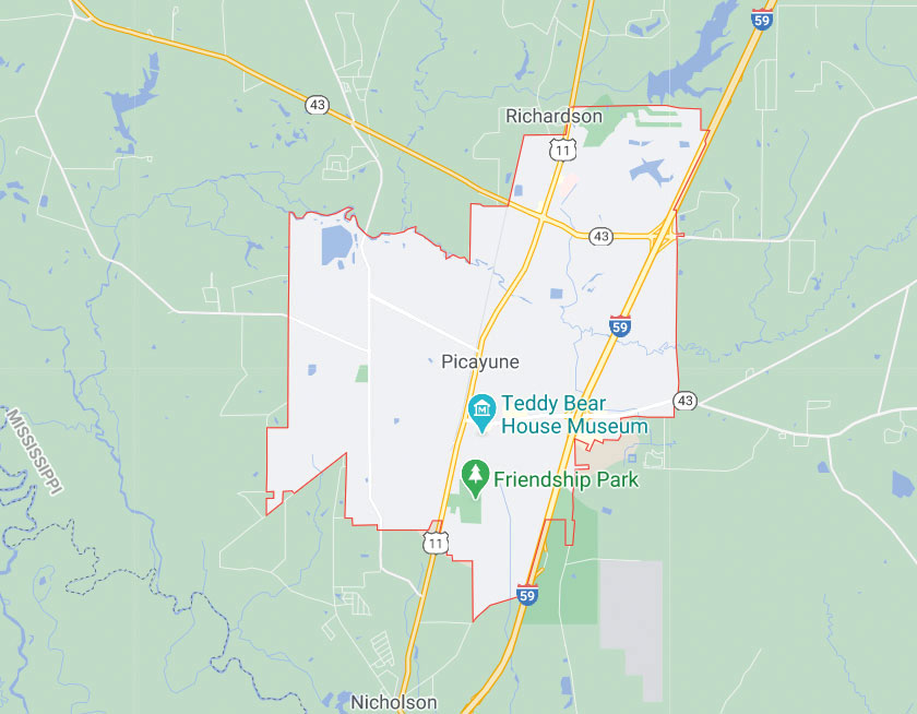 Map of Picayune Mississippi
