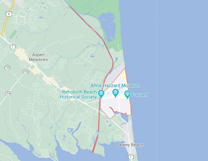 Map of Rehoboth Beach Delaware