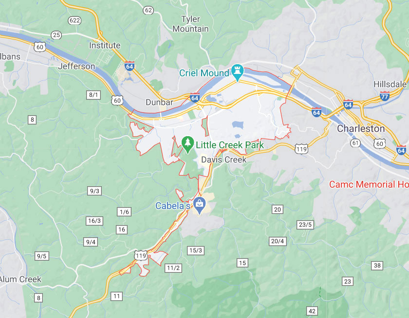 Map of South Charleston West Virginia