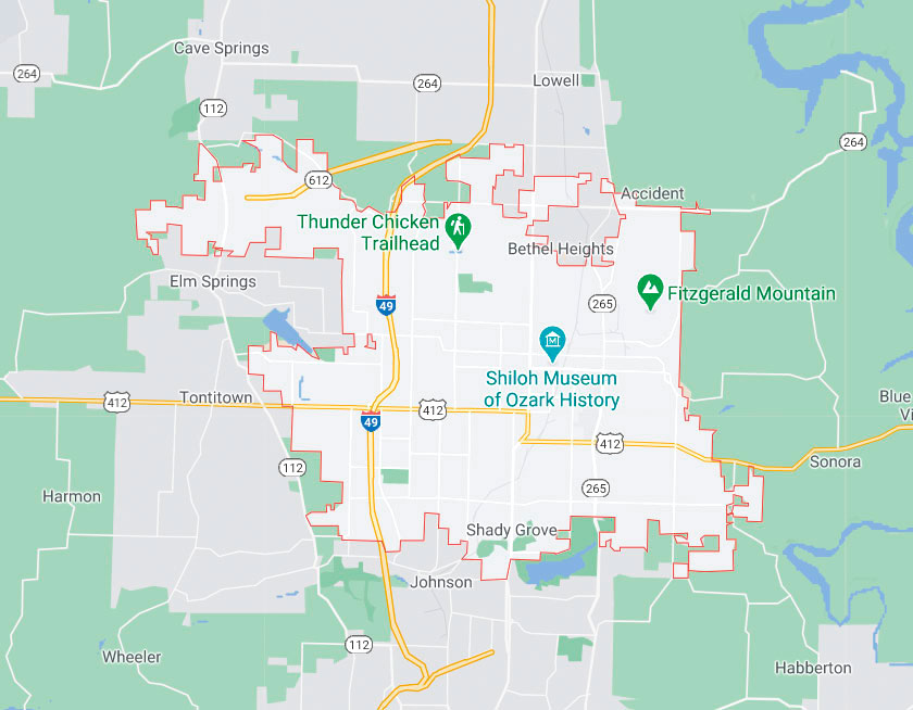 Map of Springdale Arkansas