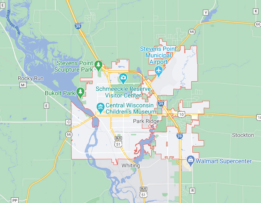 Map of Stevens Point Wisconsin