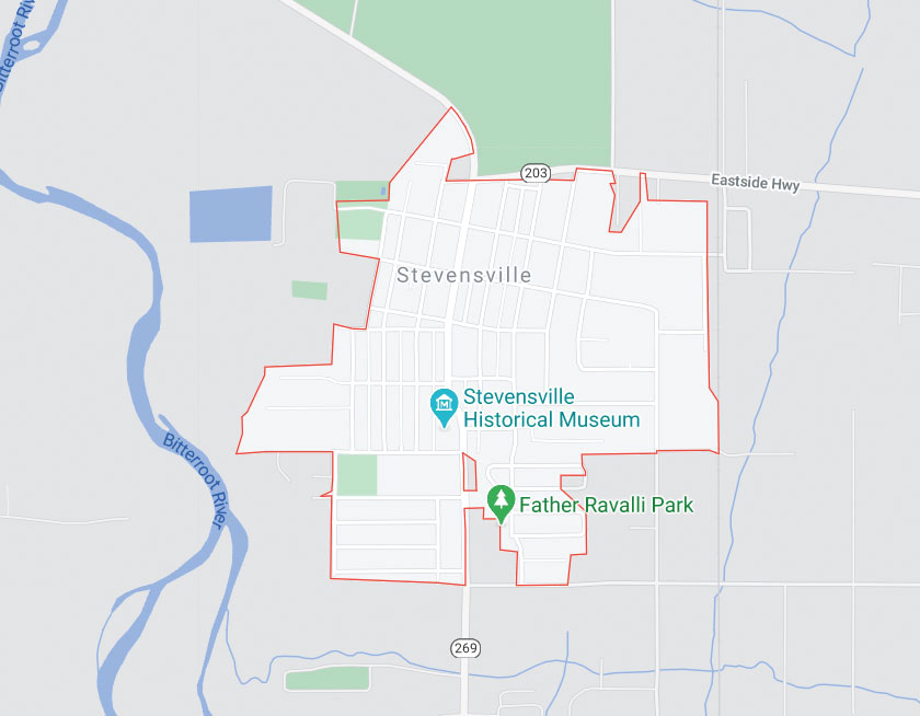 Map of Stevensville Montana