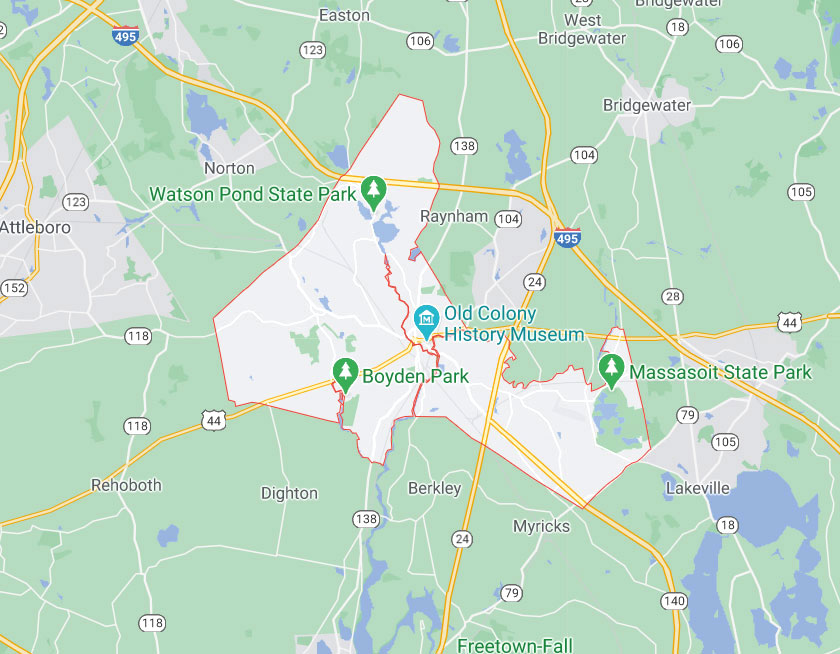 Map of Taunton Massachusetts