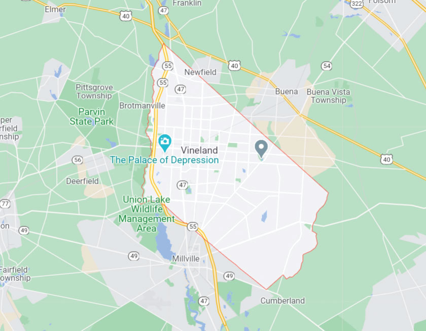 Map of Vineland New Jersey