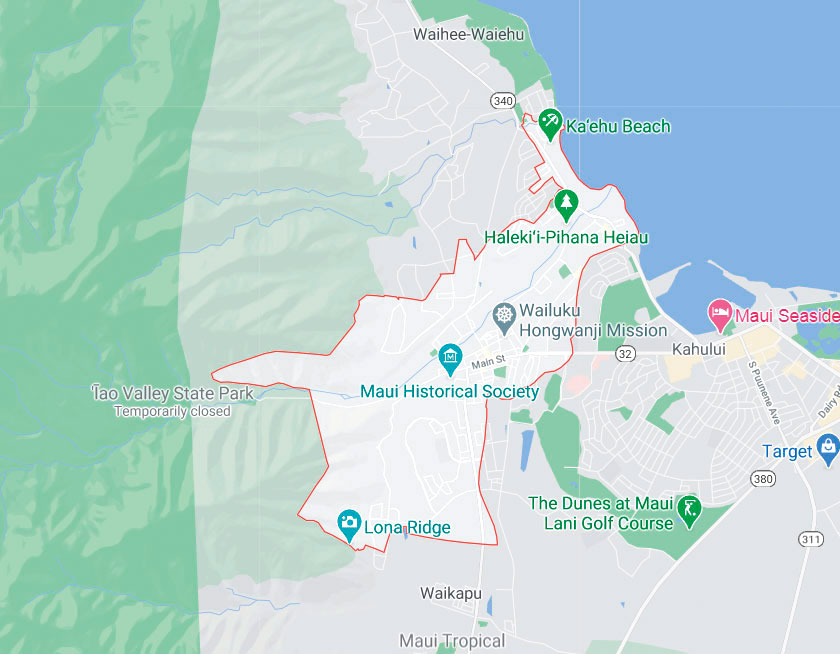 Map of Wailuku Hawaii