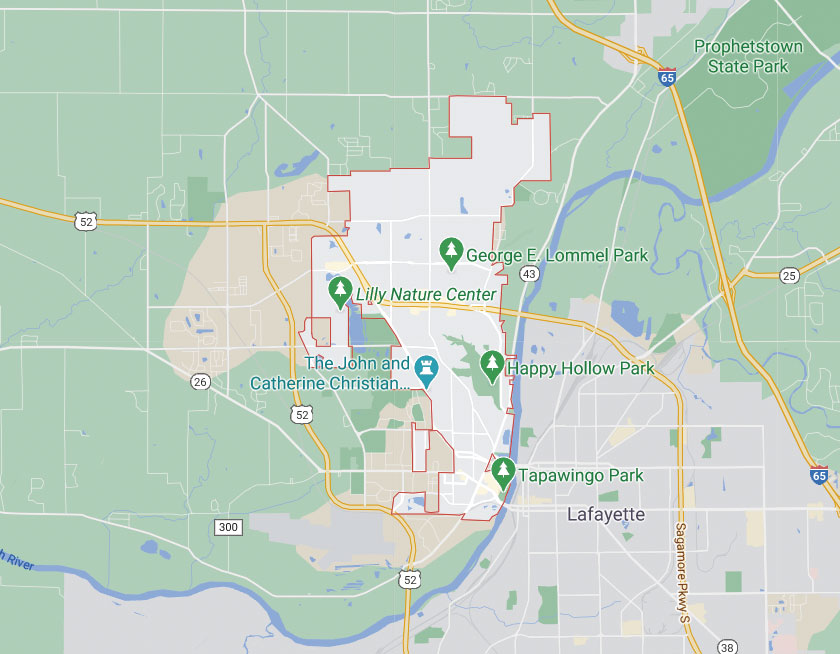 Map of West Lafayette Indiana
