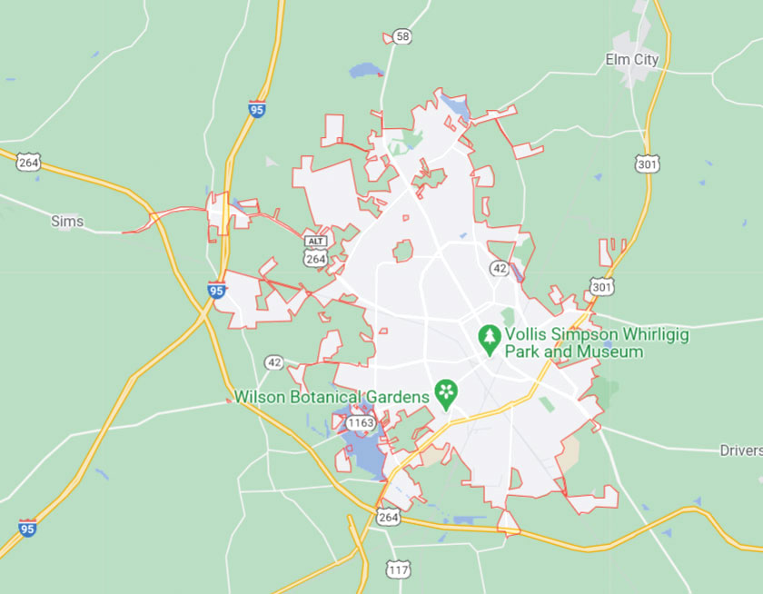 Map of Wilson North Carolina