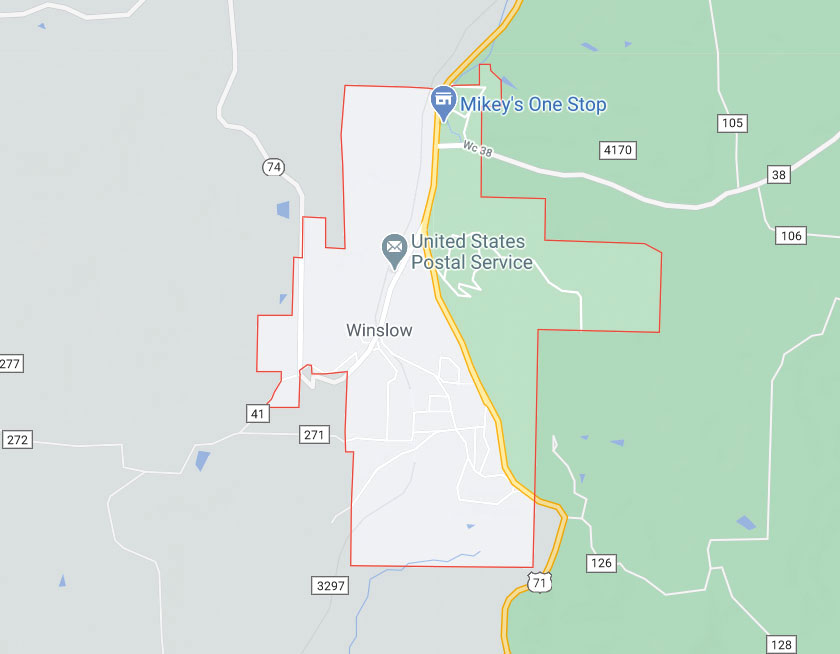 Map of Winslow Arkansas