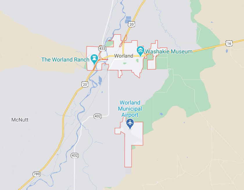 Map of Worland Wyoming