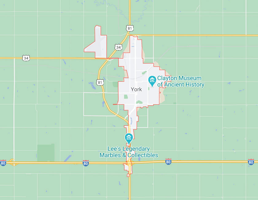 Map of York Nebraska