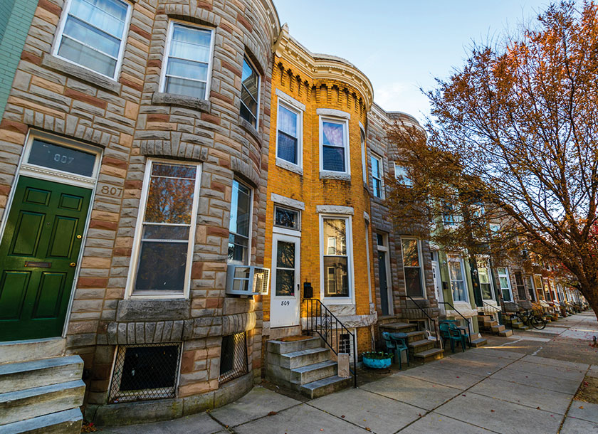 Colorful Row Homes in Catonsville Maryland