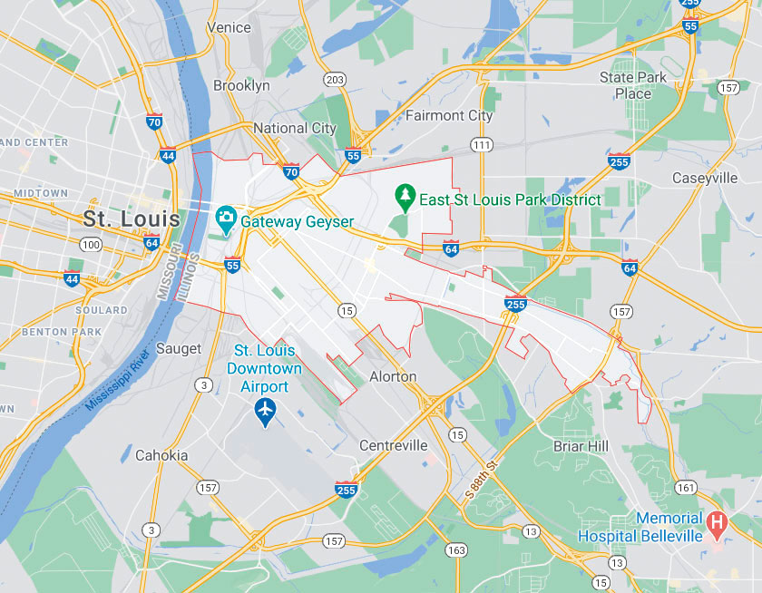 Map of East Saint Louis Illinois
