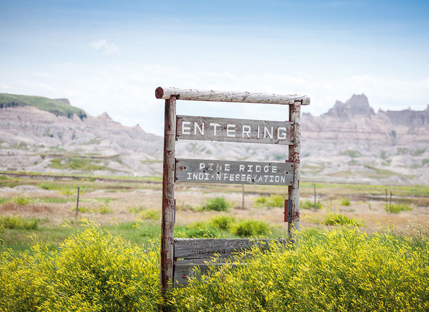 Entering sign in Pine Ridge South Dakota