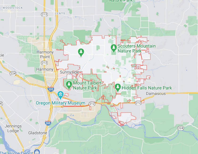 Map of Happy Valley Oregon
