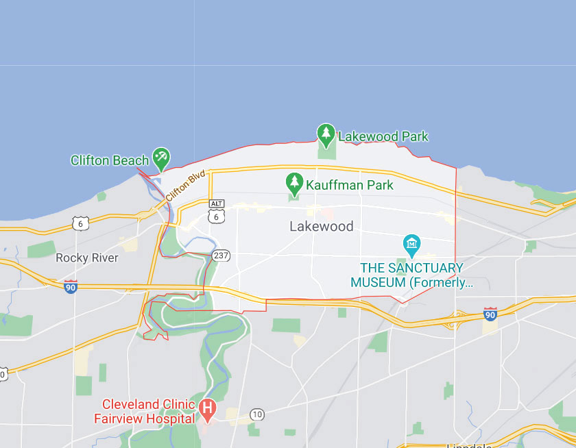 Map of Lakewood Ohio