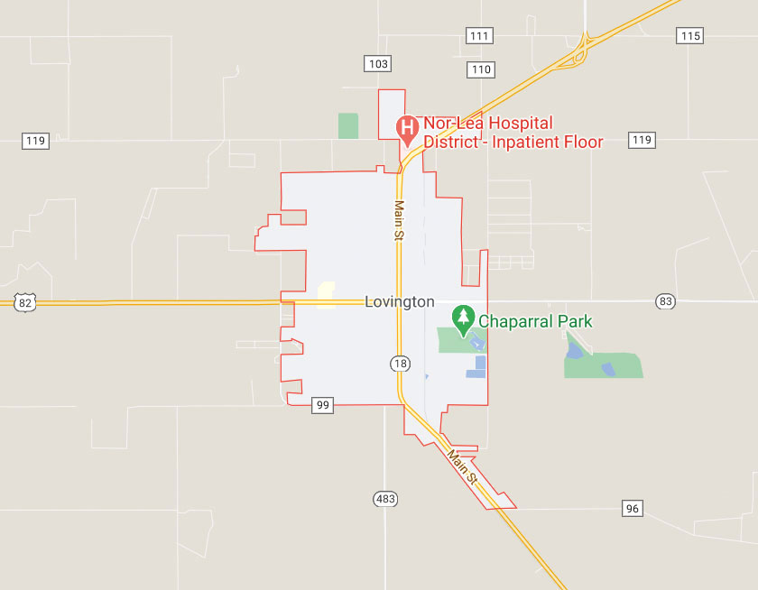 Map of Lovington New Mexico