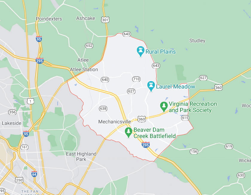 Map of Mechanicsville Virginia