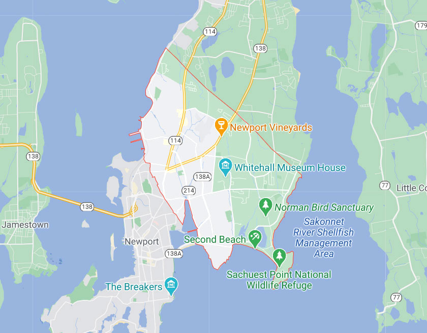Map of Middletown Rhode Island