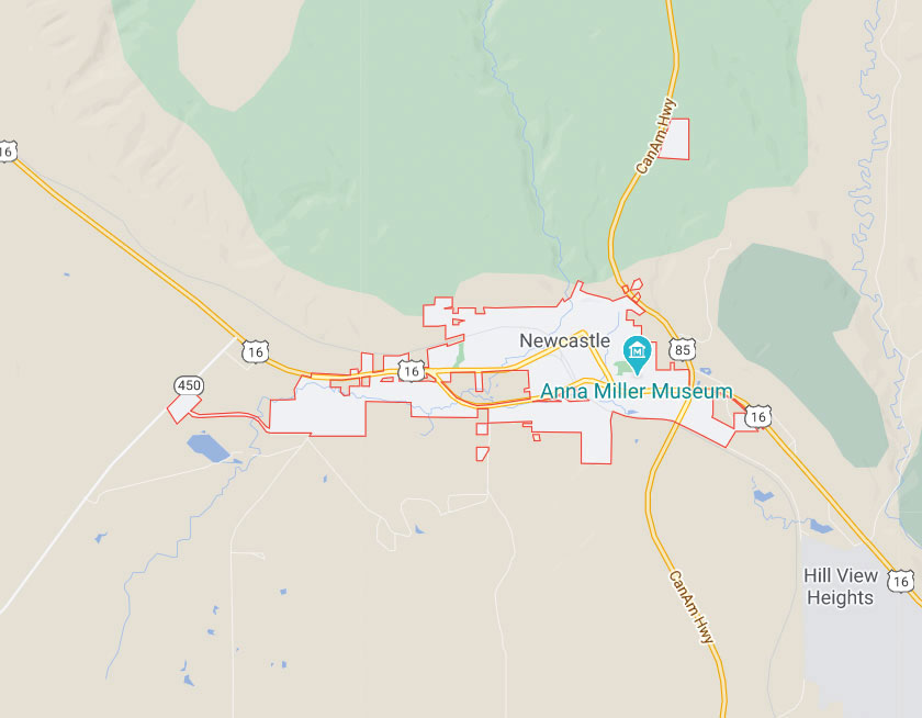 Map of Newcastle Wyoming