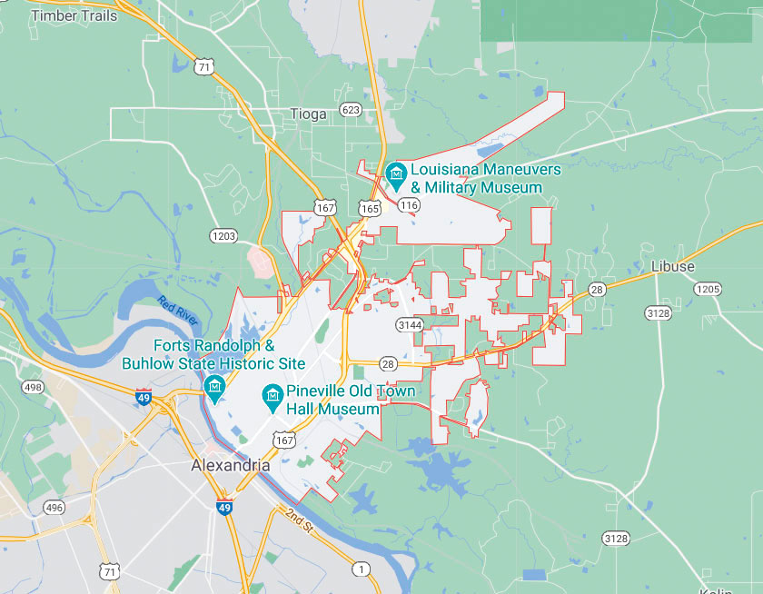 Map of Pineville Louisiana