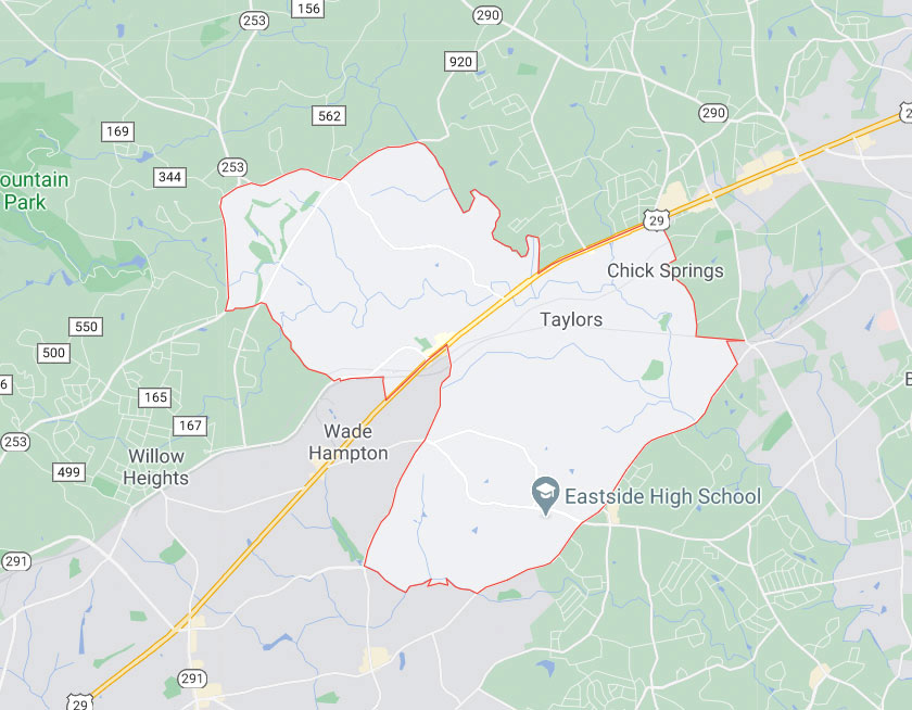 Map of Taylors South Carolina