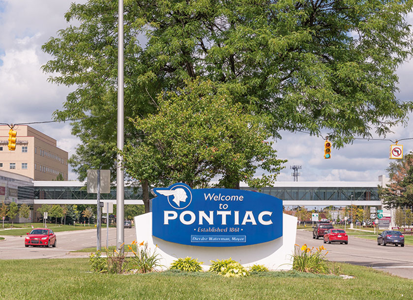 Welcome sign in Pontiac Michigan
