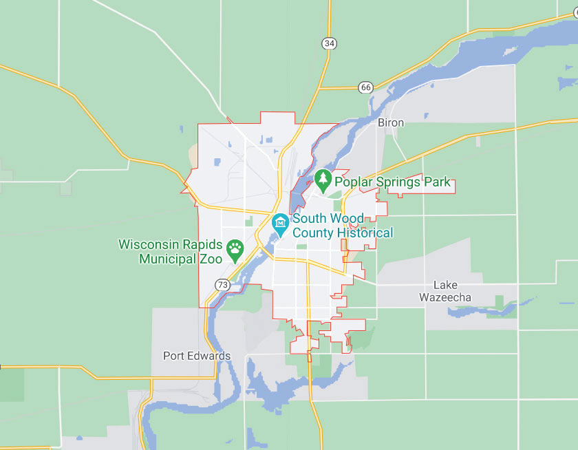 Map of Wisconsin Rapids Wisconsin